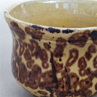 brun og gul glaseret lille keramikskål antik ler skål